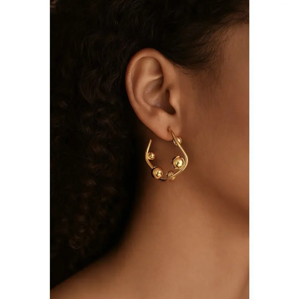 Anthropologie Hoop Earrings Ball Jhumka Open Stud Statement Boho Y2K Irregular